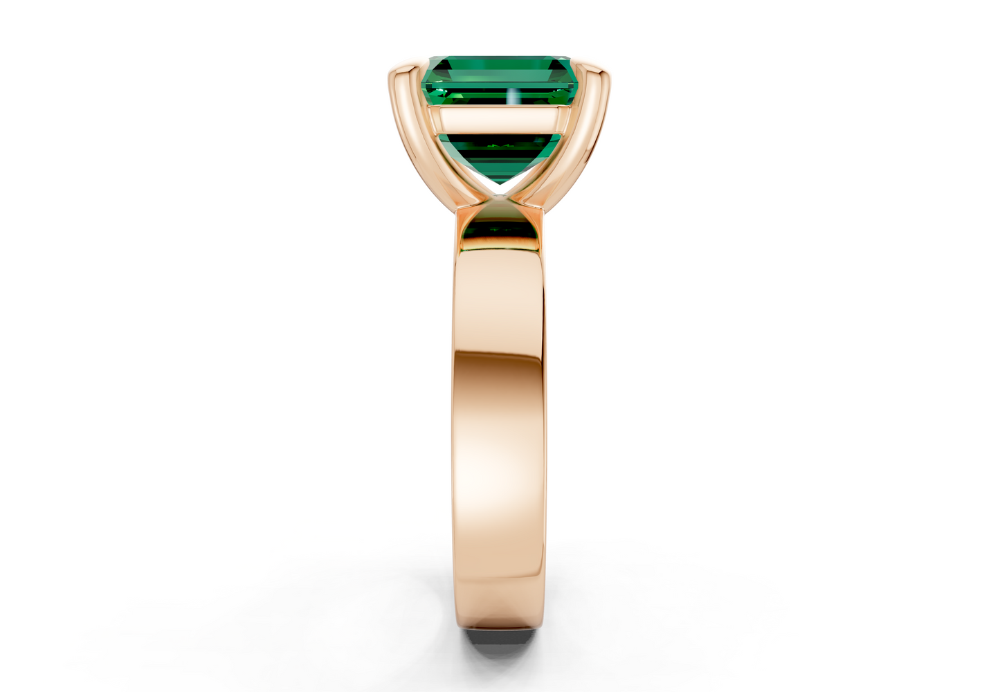 Cascade Emerald Gemstone Solitaire Asscher Cut 4mm Engagement Ring