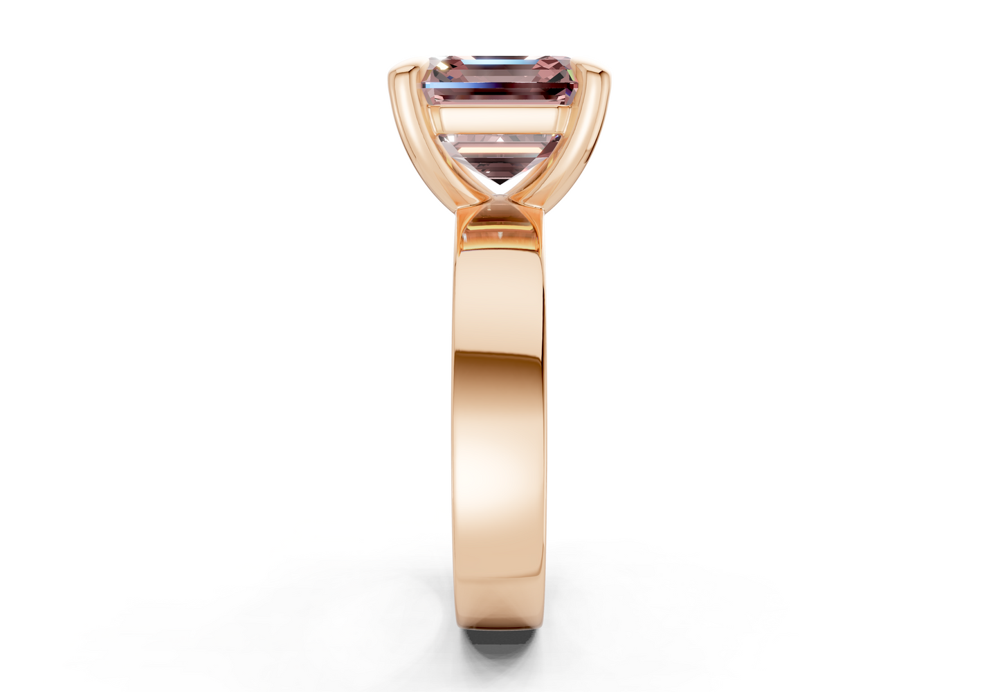 Cascade Pink Diamond Solitaire Asscher Cut 4mm Engagement Ring