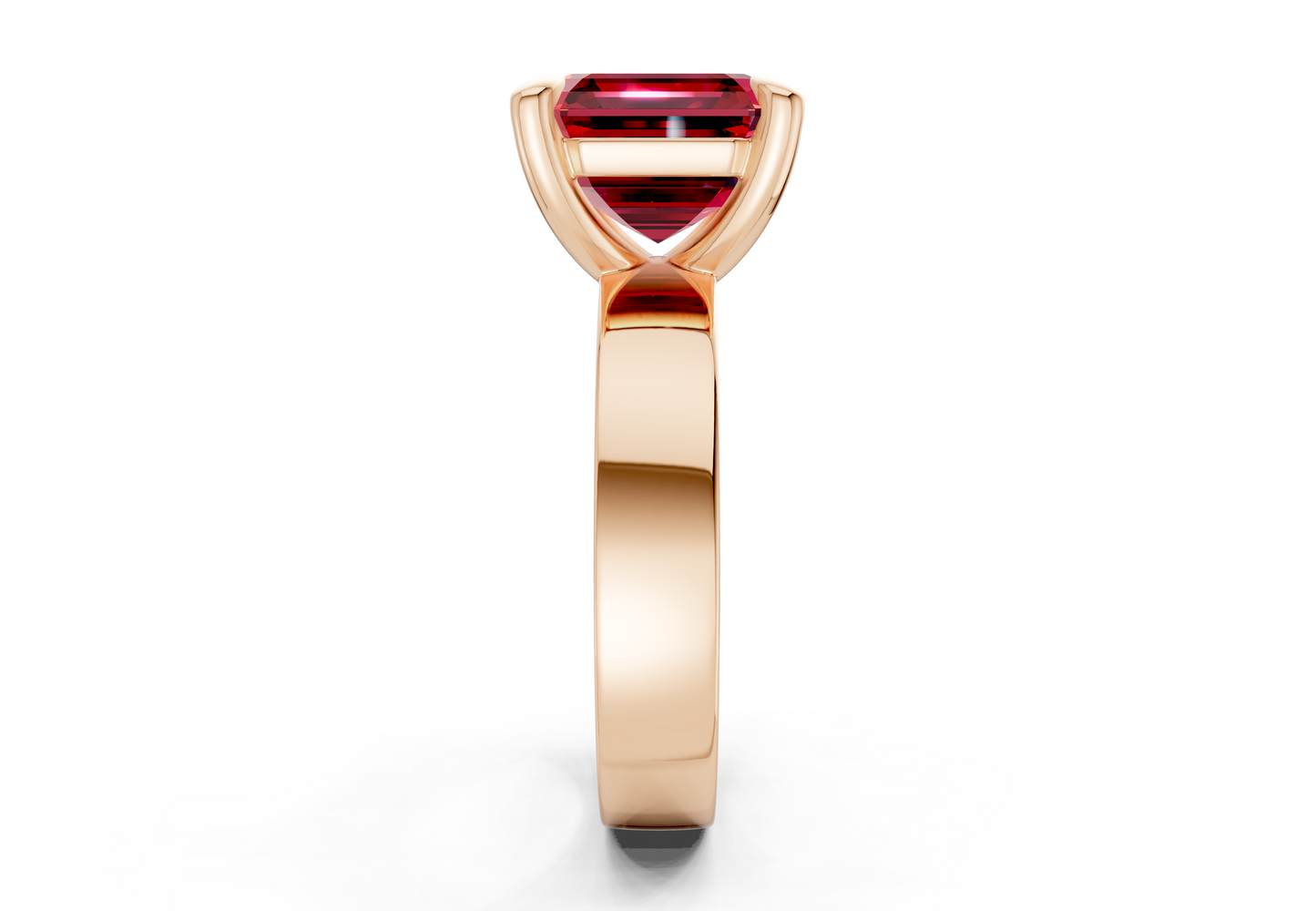 Cascade Ruby Gemstone Solitaire Asscher Cut 4mm Engagement Ring
