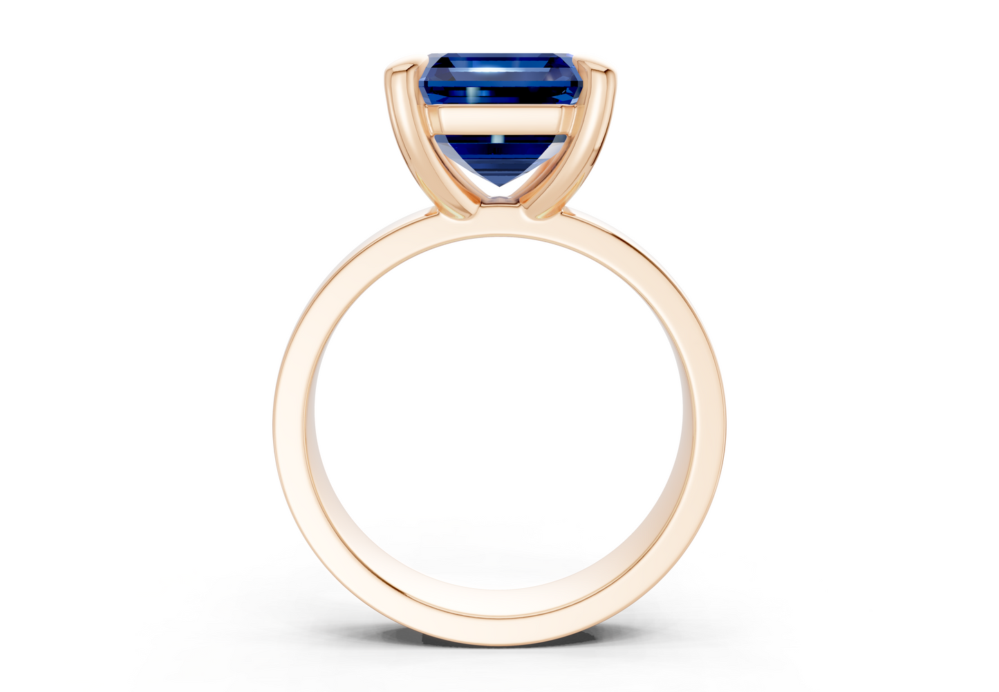Cascade Sapphire Gemstone Solitaire Asscher Cut 4mm Engagement Ring