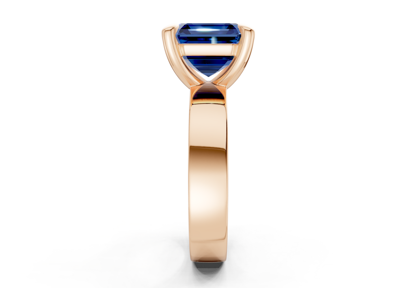 Cascade Sapphire Gemstone Solitaire Asscher Cut 4mm Engagement Ring