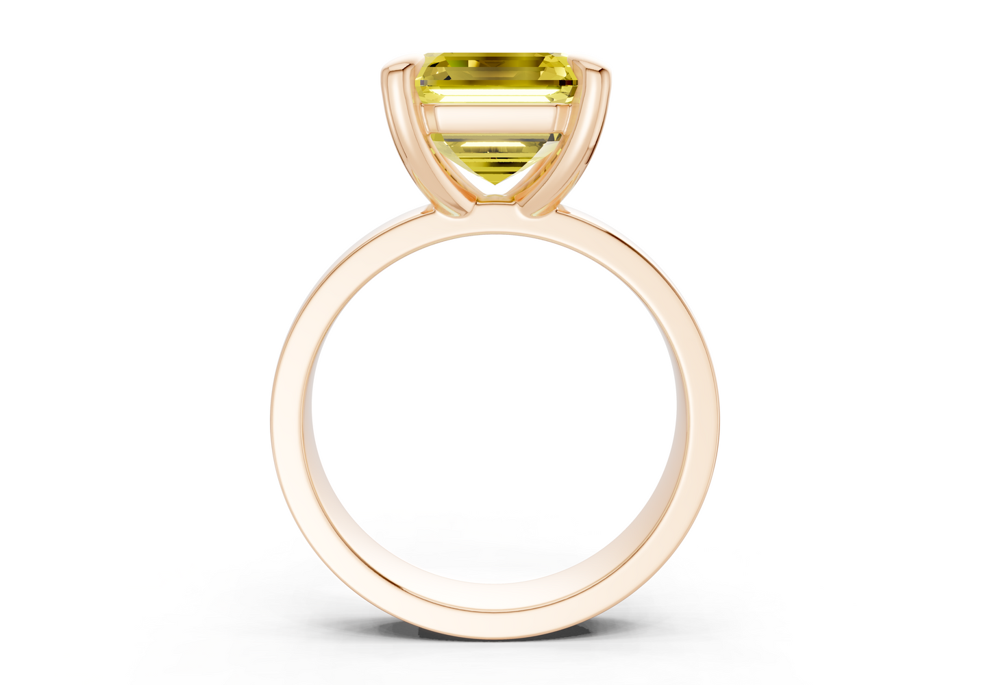 Cascade Yellow Diamond Solitaire Asscher Cut 4mm Engagement Ring