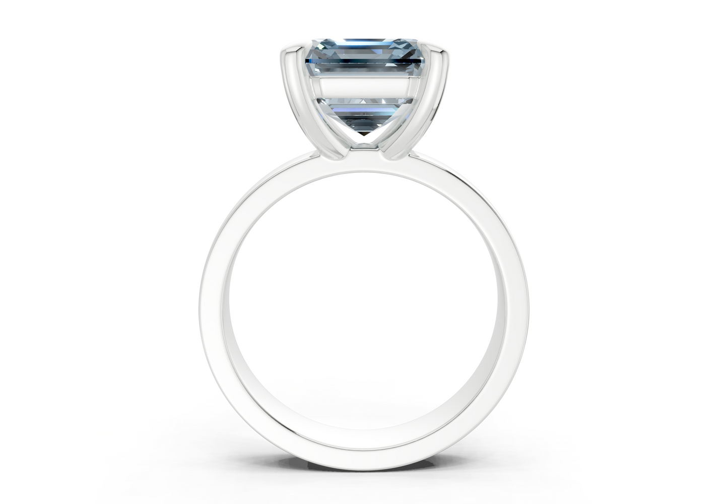 Cascade Blue Diamond Solitaire Asscher Cut 4mm Engagement Ring