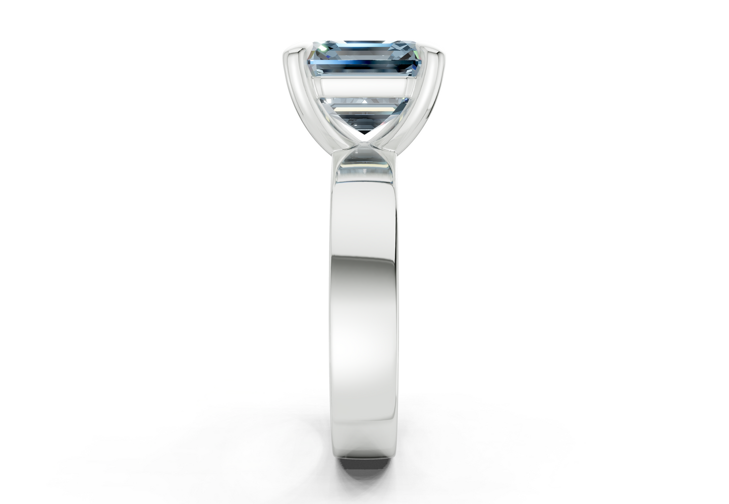 Cascade Blue Diamond Solitaire Asscher Cut 4mm Engagement Ring
