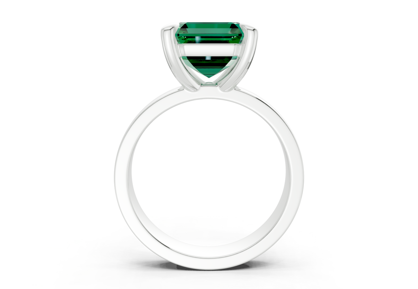 Cascade Emerald Gemstone Solitaire Asscher Cut 4mm Engagement Ring