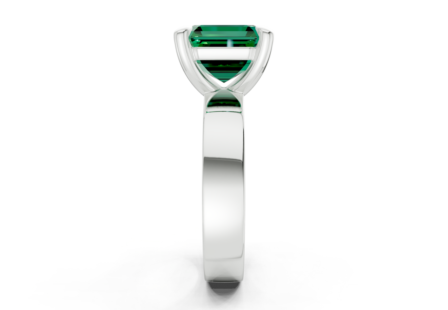 Cascade Emerald Gemstone Solitaire Asscher Cut 4mm Engagement Ring