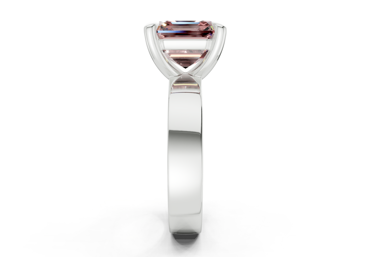 Cascade Pink Diamond Solitaire Asscher Cut 4mm Engagement Ring