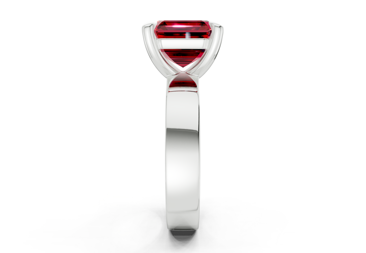 Cascade Ruby Gemstone Solitaire Asscher Cut 4mm Engagement Ring