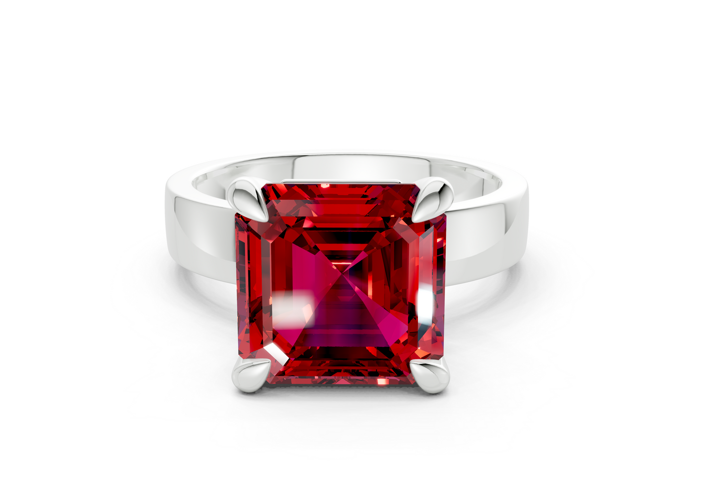 Cascade Ruby Gemstone Solitaire Asscher Cut 4mm Engagement Ring