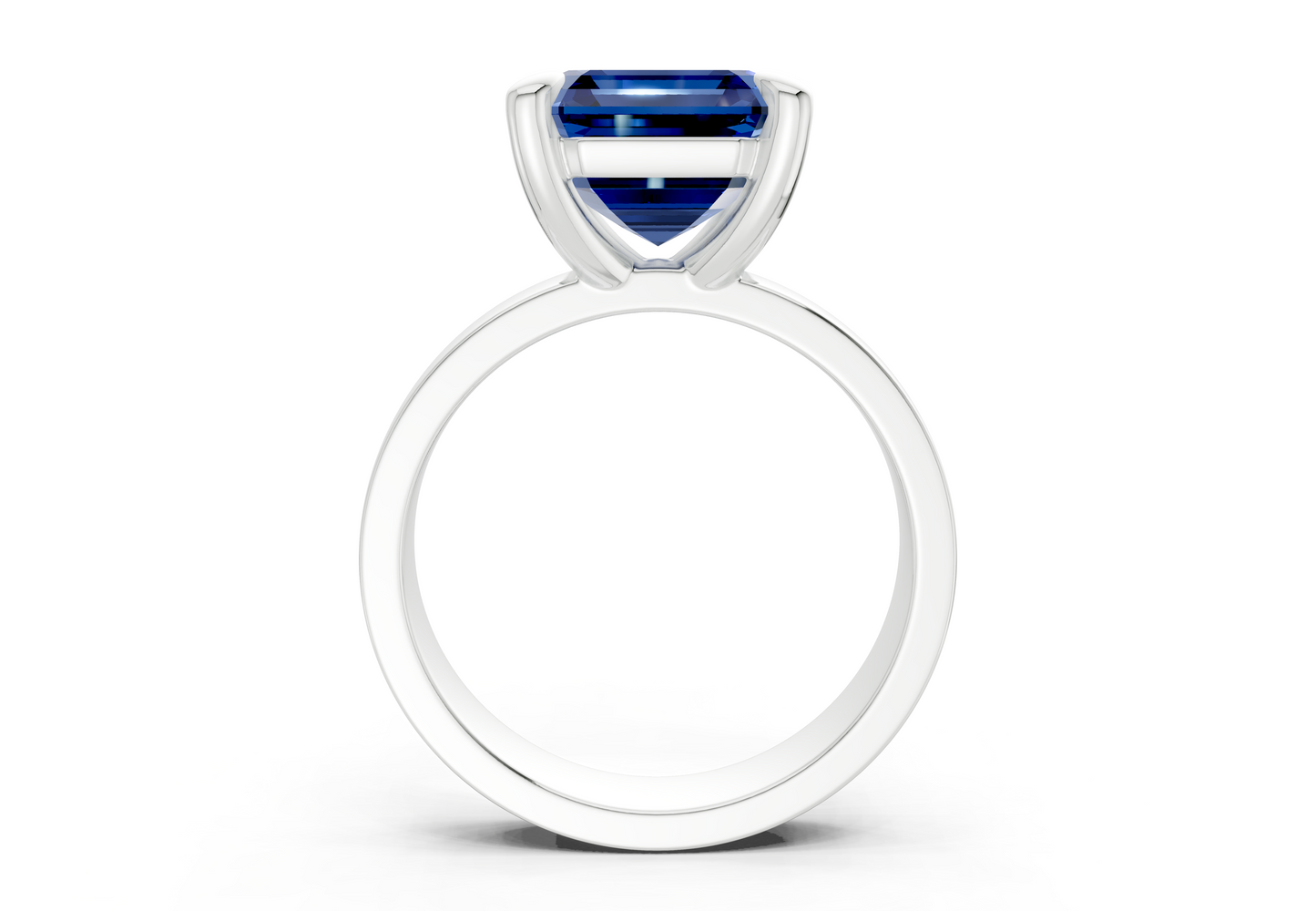 Cascade Sapphire Gemstone Solitaire Asscher Cut 4mm Engagement Ring