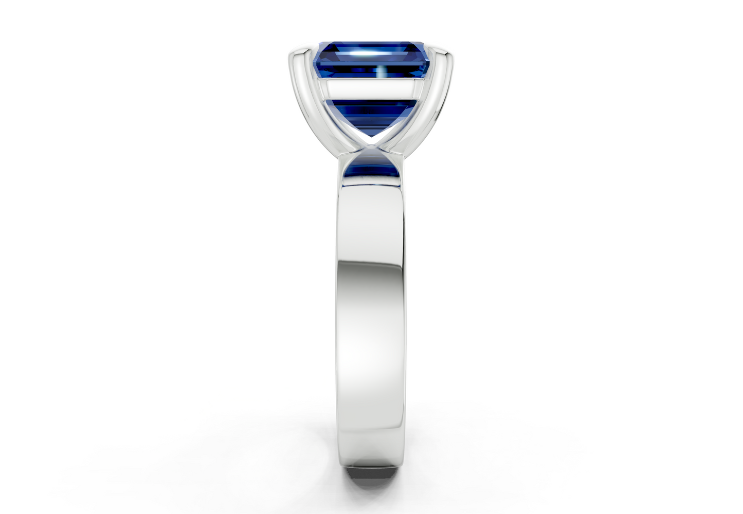 Cascade Sapphire Gemstone Solitaire Asscher Cut 4mm Engagement Ring