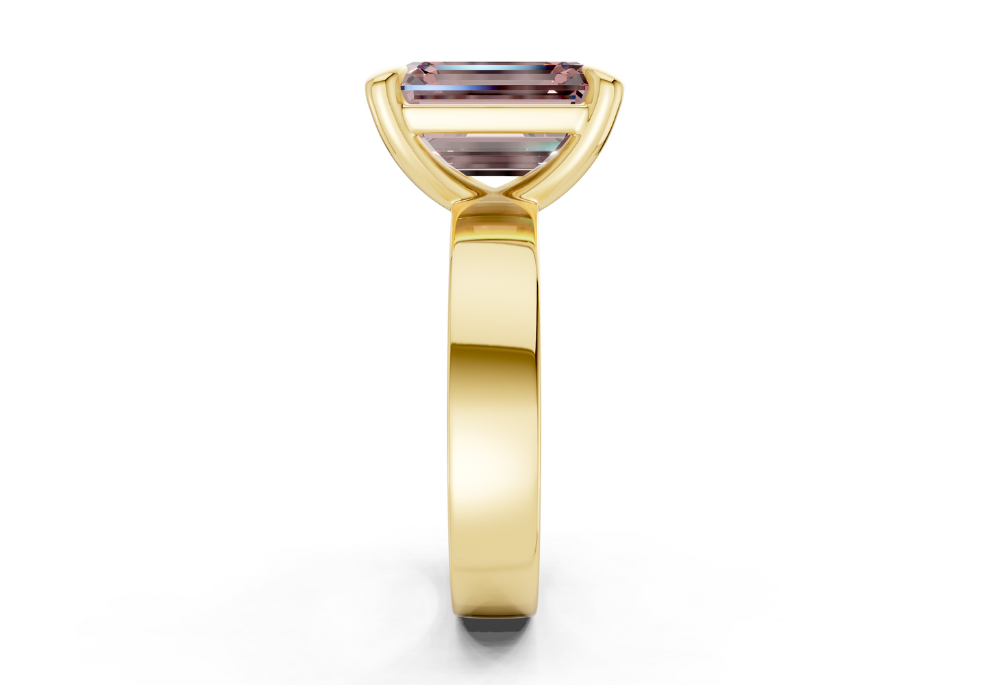 Cascade Pink Diamond Solitaire Emerald Cut 4mm Engagement Ring