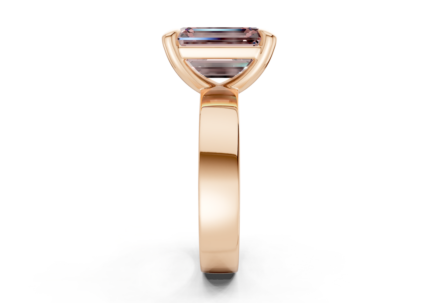 Cascade Pink Diamond Solitaire Emerald Cut 4mm Engagement Ring