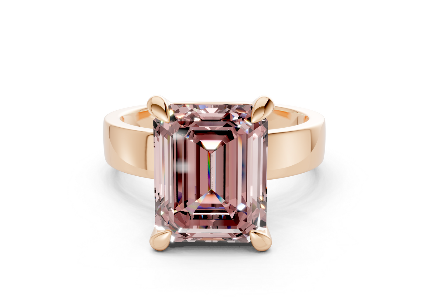 Cascade Pink Diamond Solitaire Emerald Cut 4mm Engagement Ring
