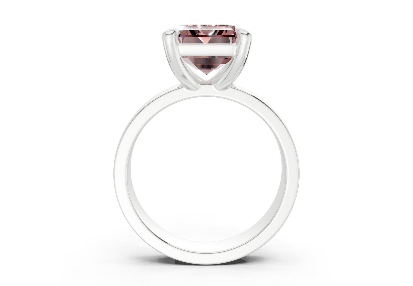Cascade Pink Diamond Solitaire Emerald Cut 4mm Engagement Ring