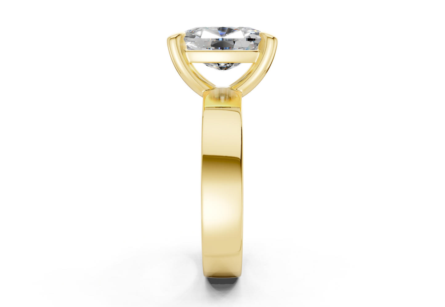 Cascade Diamond Solitaire Elongated Cushion Cut 4mm Engagement Ring