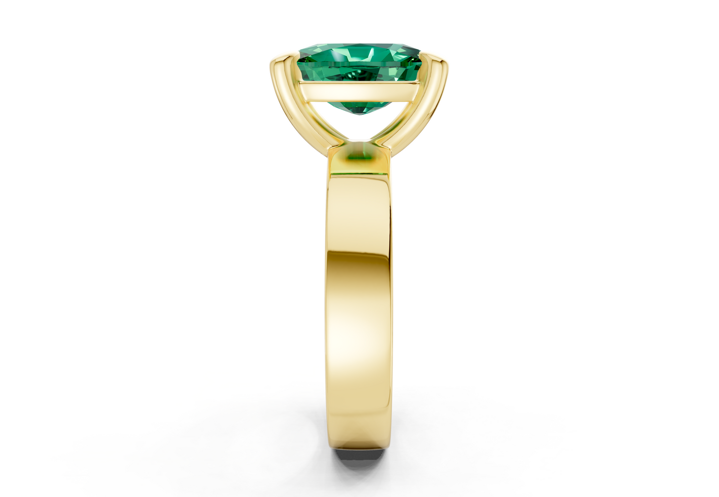 Cascade Emerald Gemstone Solitaire Elongated Cushion Cut 4mm Engagement Ring