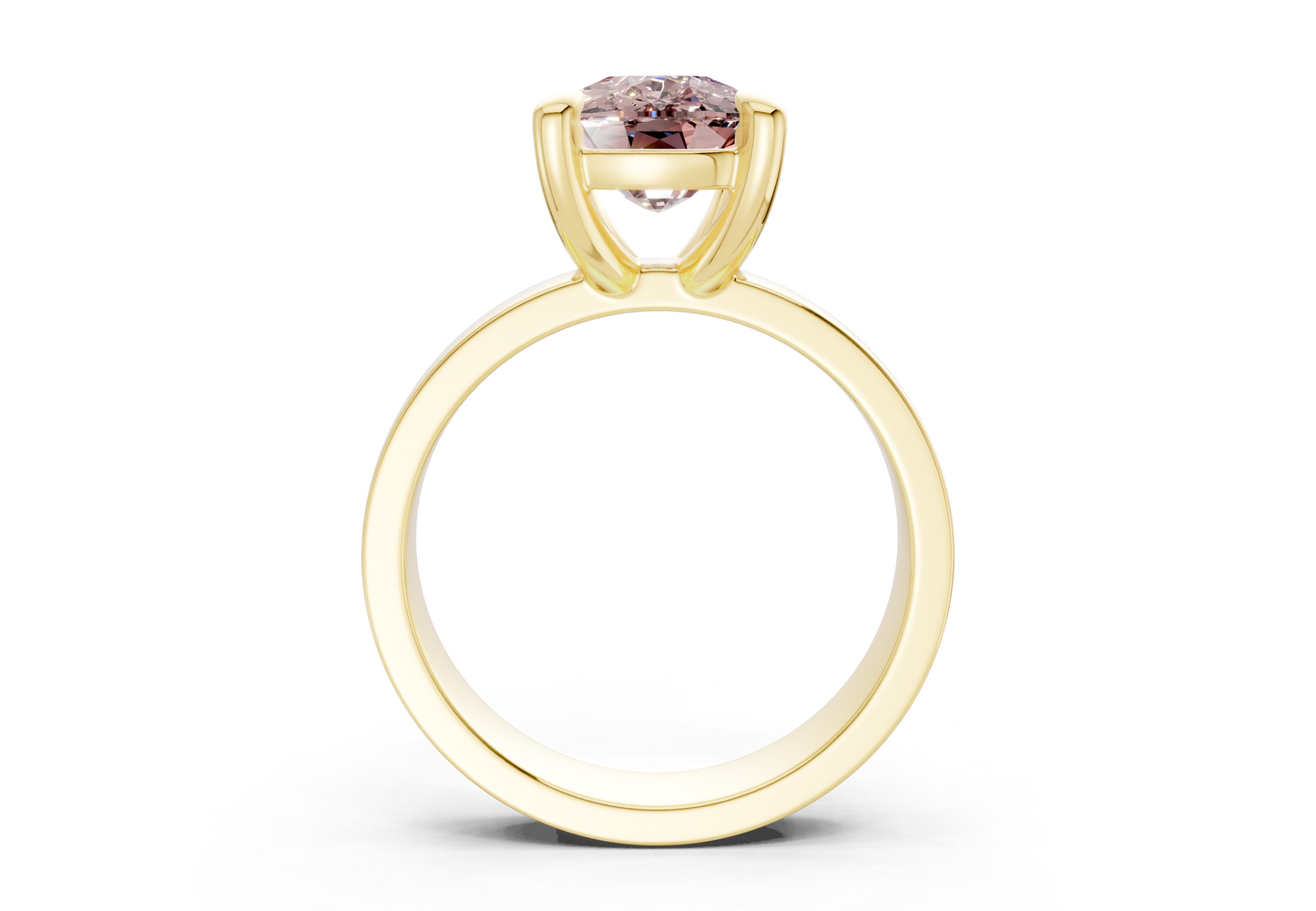 Cascade Pink Diamond Solitaire Elongated Cushion Cut 4mm Engagement Ring