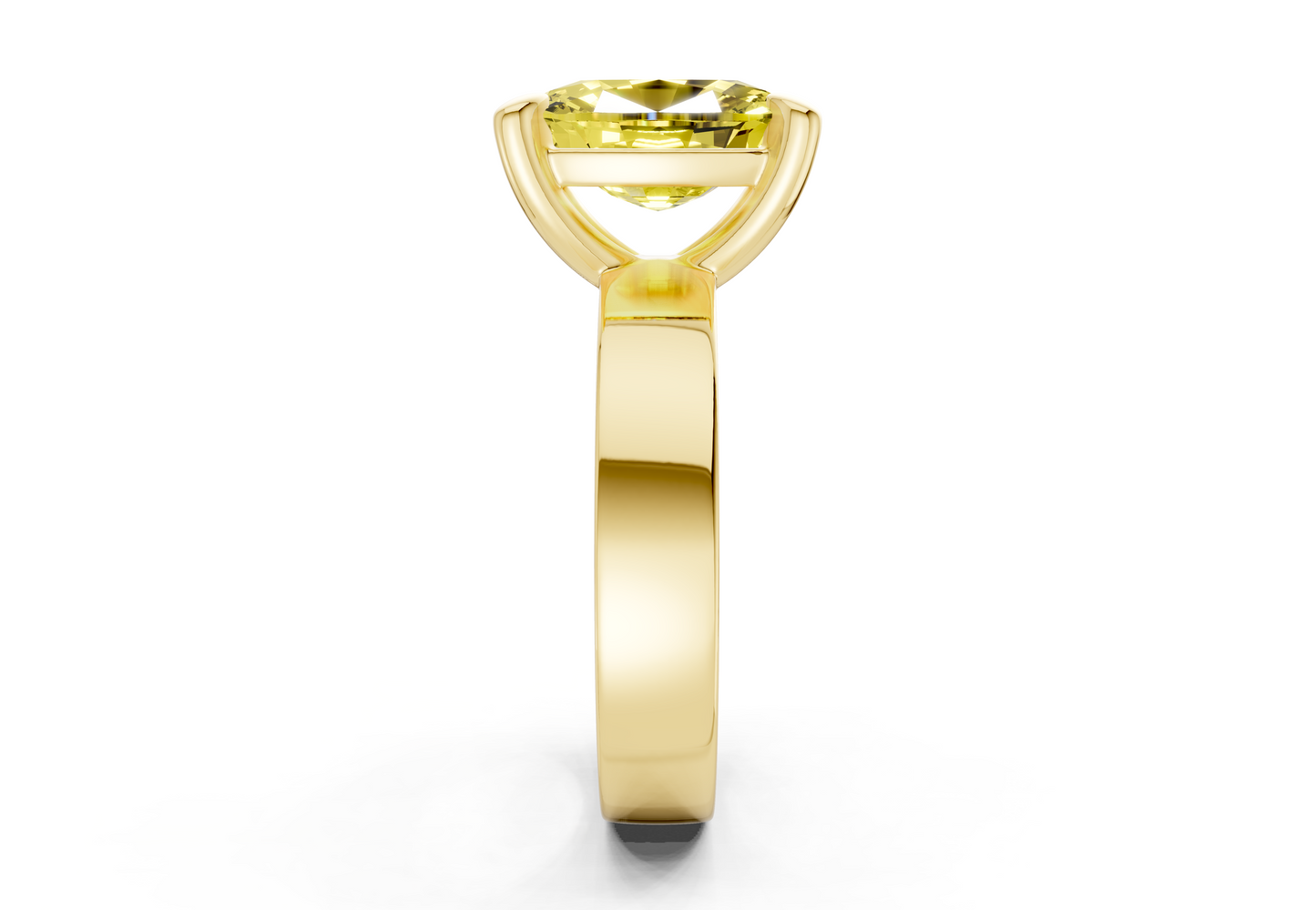 Cascade Yellow Diamond Solitaire Elongated Cushion Cut 4mm Engagement Ring