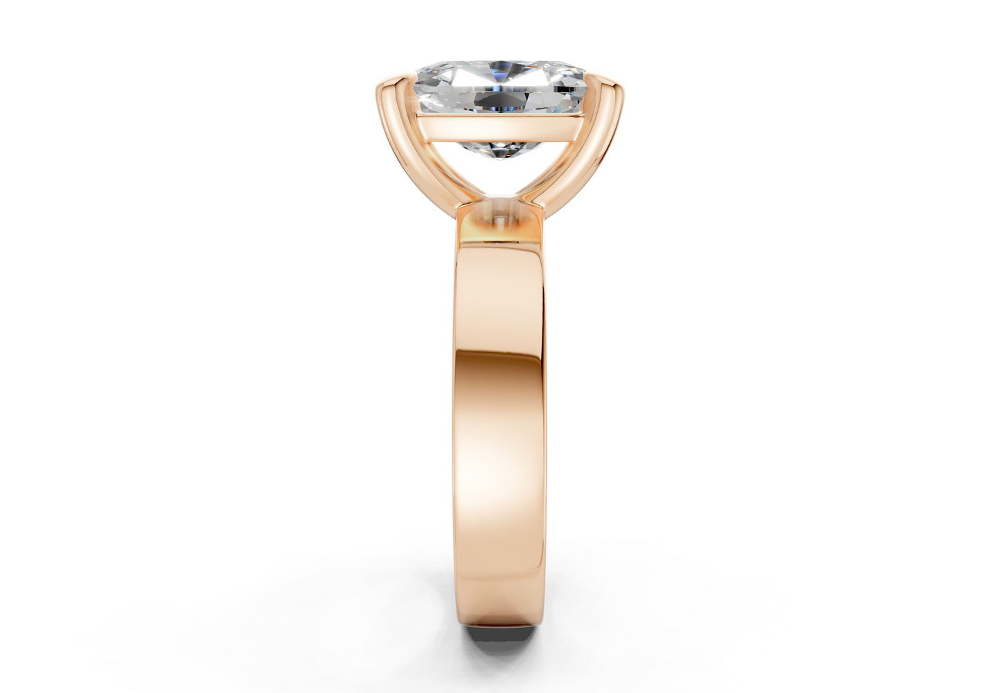 Cascade Diamond Solitaire Elongated Cushion Cut 4mm Engagement Ring