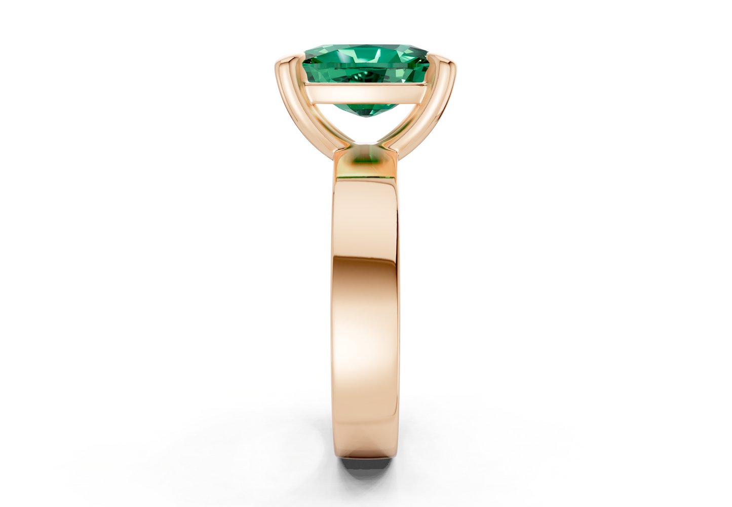Cascade Emerald Gemstone Solitaire Elongated Cushion Cut 4mm Engagement Ring