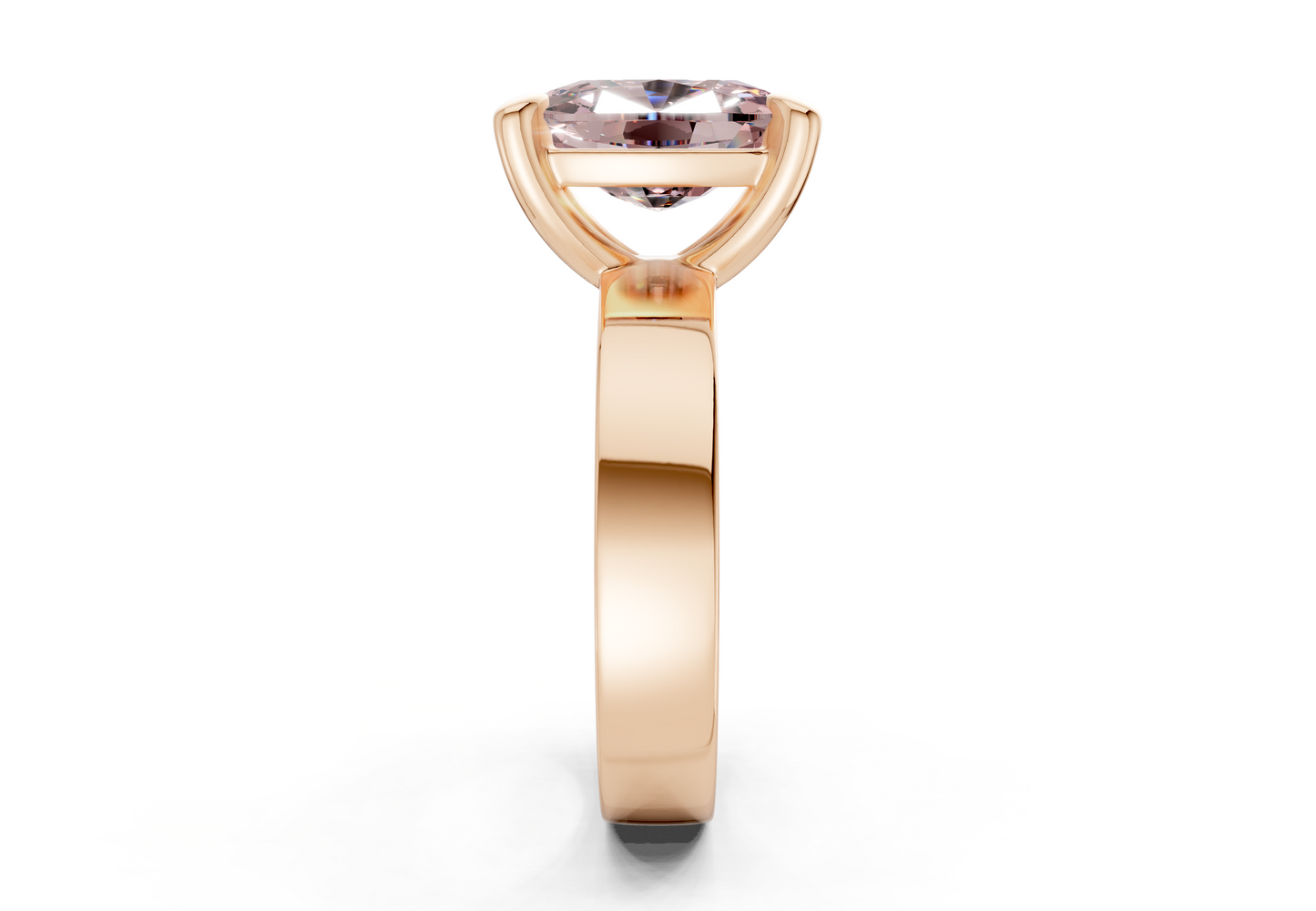 Cascade Pink Diamond Solitaire Elongated Cushion Cut 4mm Engagement Ring