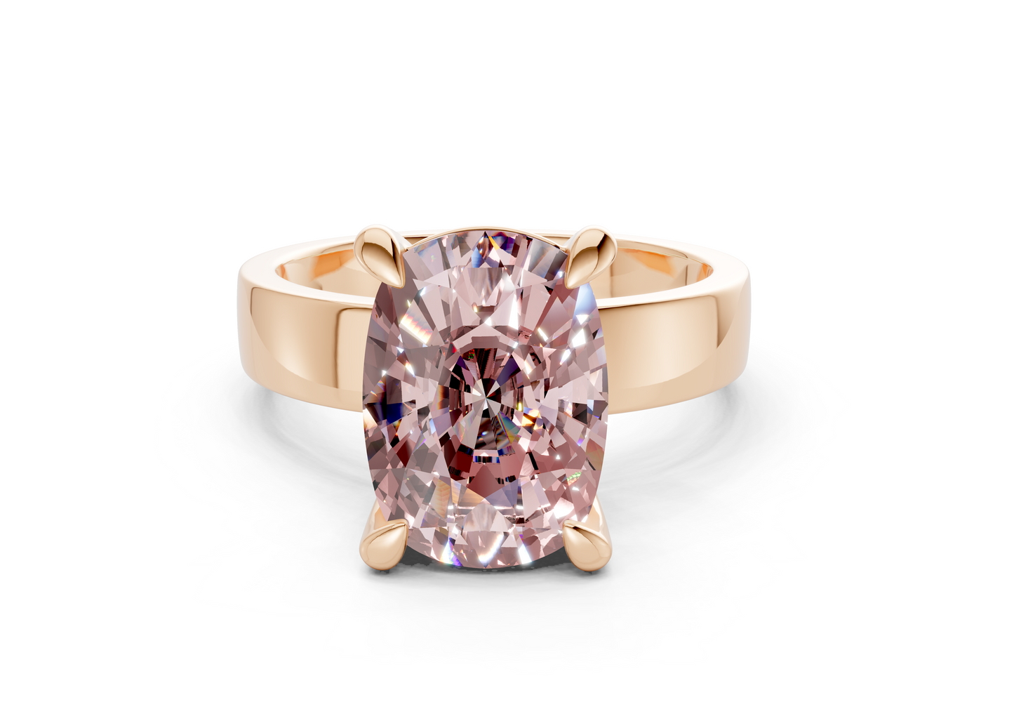 Cascade Pink Diamond Solitaire Elongated Cushion Cut 4mm Engagement Ring