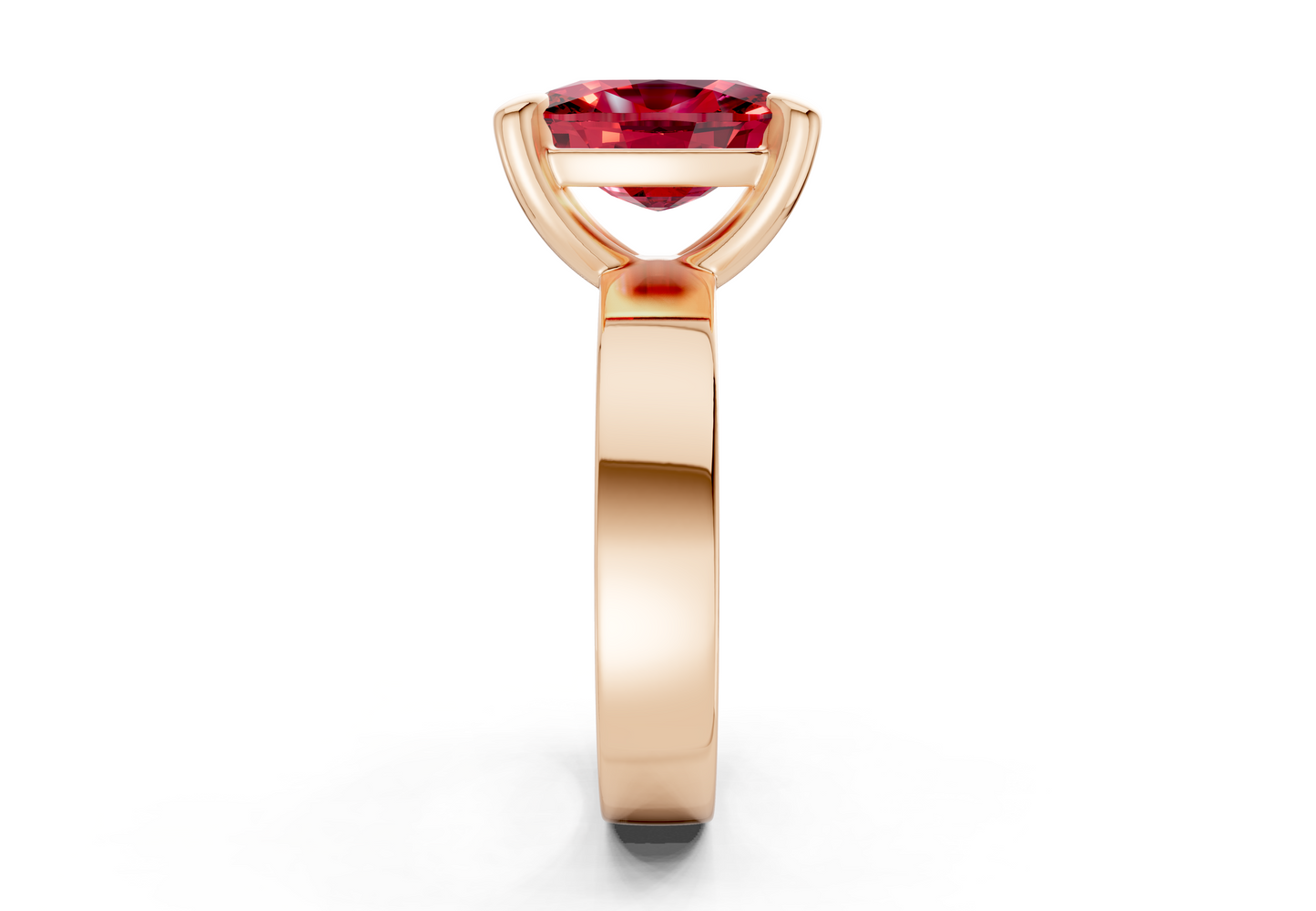 Cascade Ruby Gemstone Solitaire Elongated Cushion Cut 4mm Engagement Ring