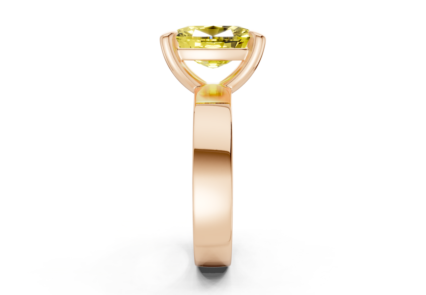 Cascade Yellow Diamond Solitaire Elongated Cushion Cut 4mm Engagement Ring
