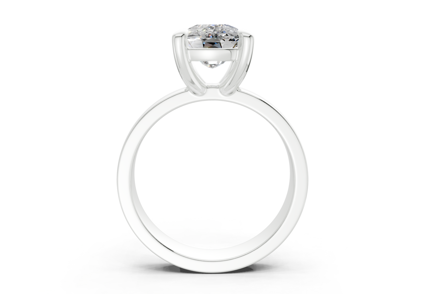 Cascade Diamond Solitaire Elongated Cushion Cut 4mm Engagement Ring