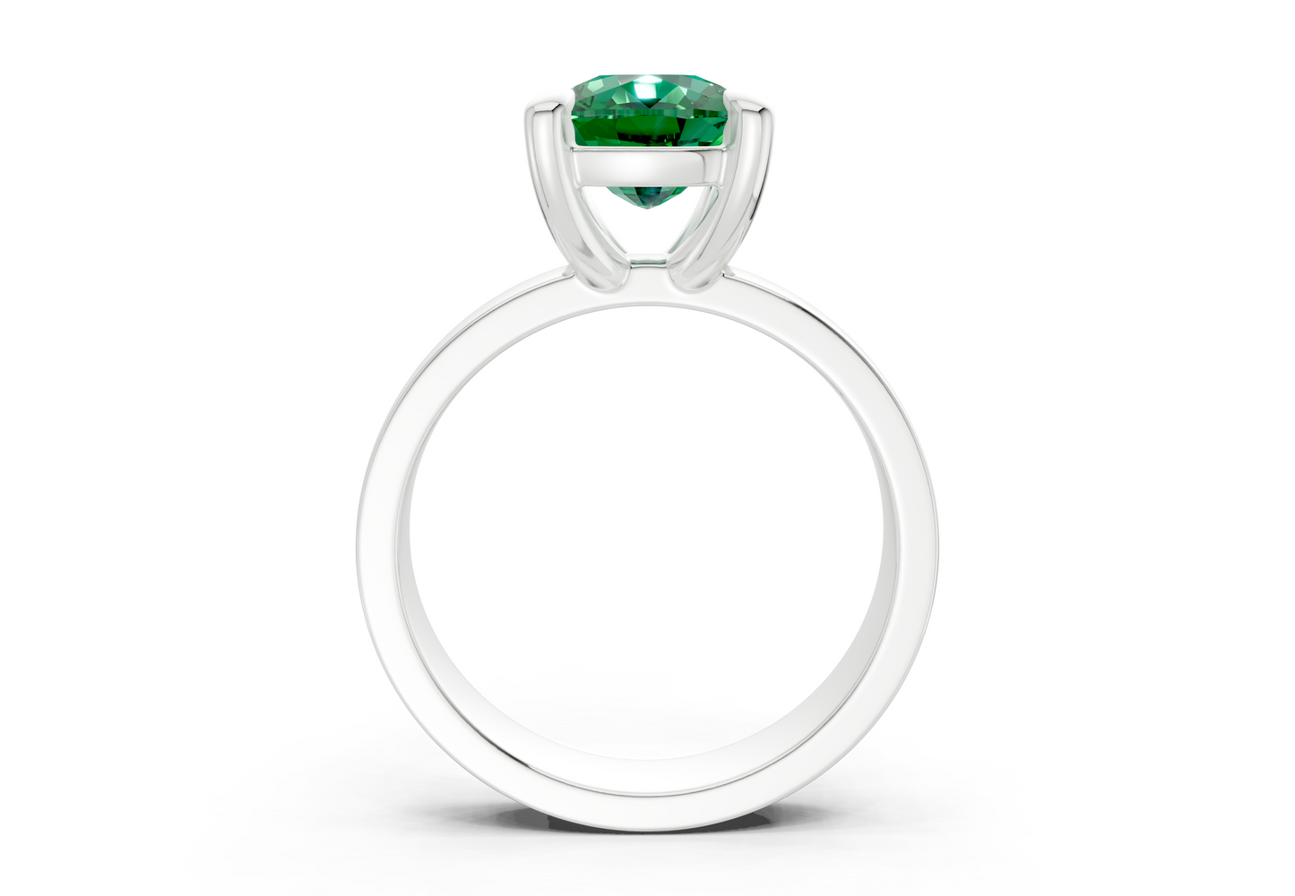 Cascade Emerald Gemstone Solitaire Elongated Cushion Cut 4mm Engagement Ring
