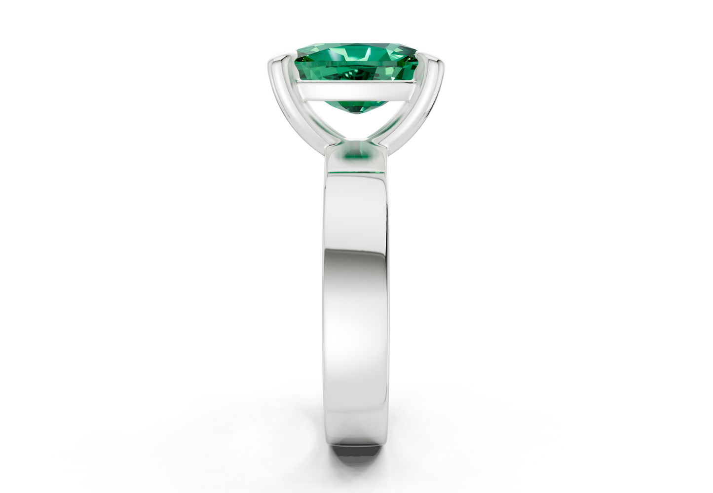 Cascade Emerald Gemstone Solitaire Elongated Cushion Cut 4mm Engagement Ring
