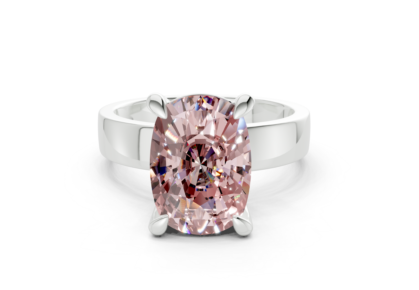 Cascade Pink Diamond Solitaire Elongated Cushion Cut 4mm Engagement Ring