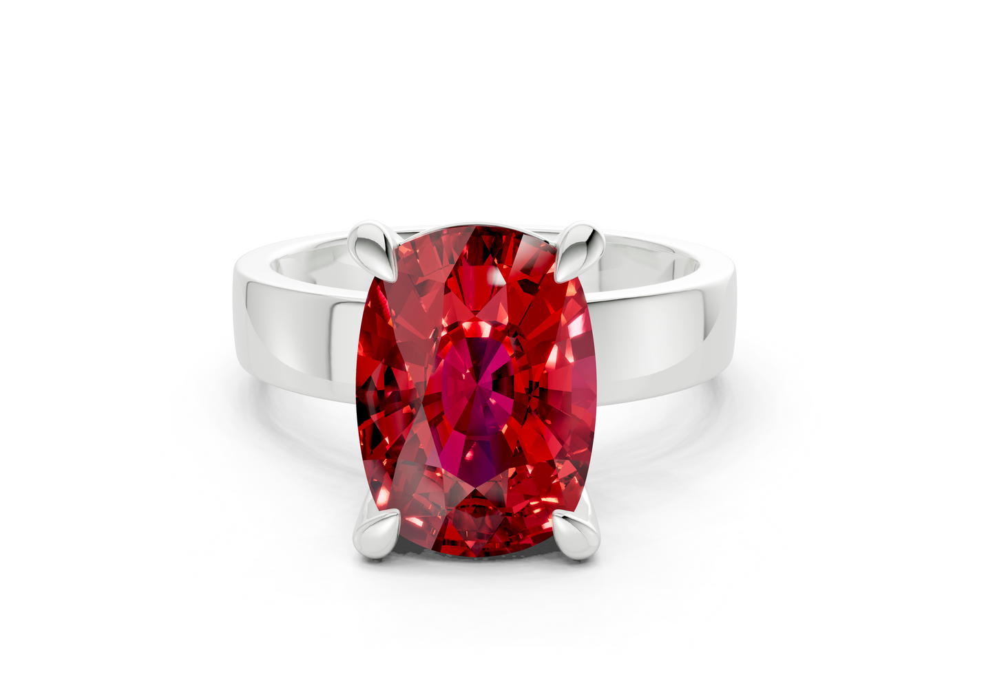 Cascade Ruby Gemstone Solitaire Elongated Cushion Cut 4mm Engagement Ring