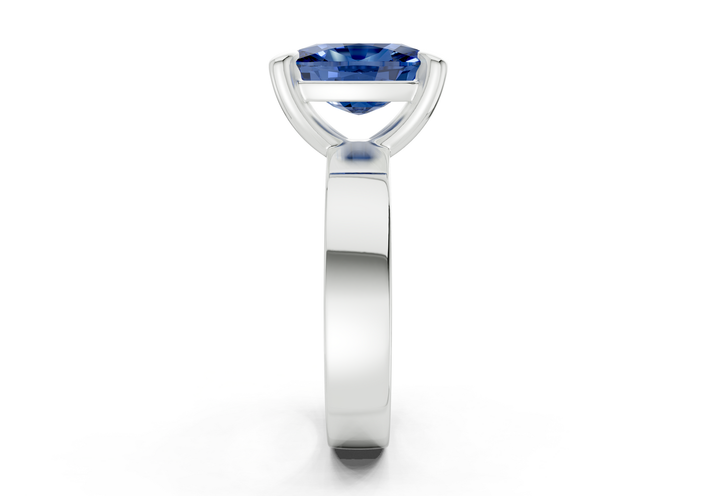 Cascade Sapphire Gemstone Solitaire Elongated Cushion Cut 4mm Engagement Ring
