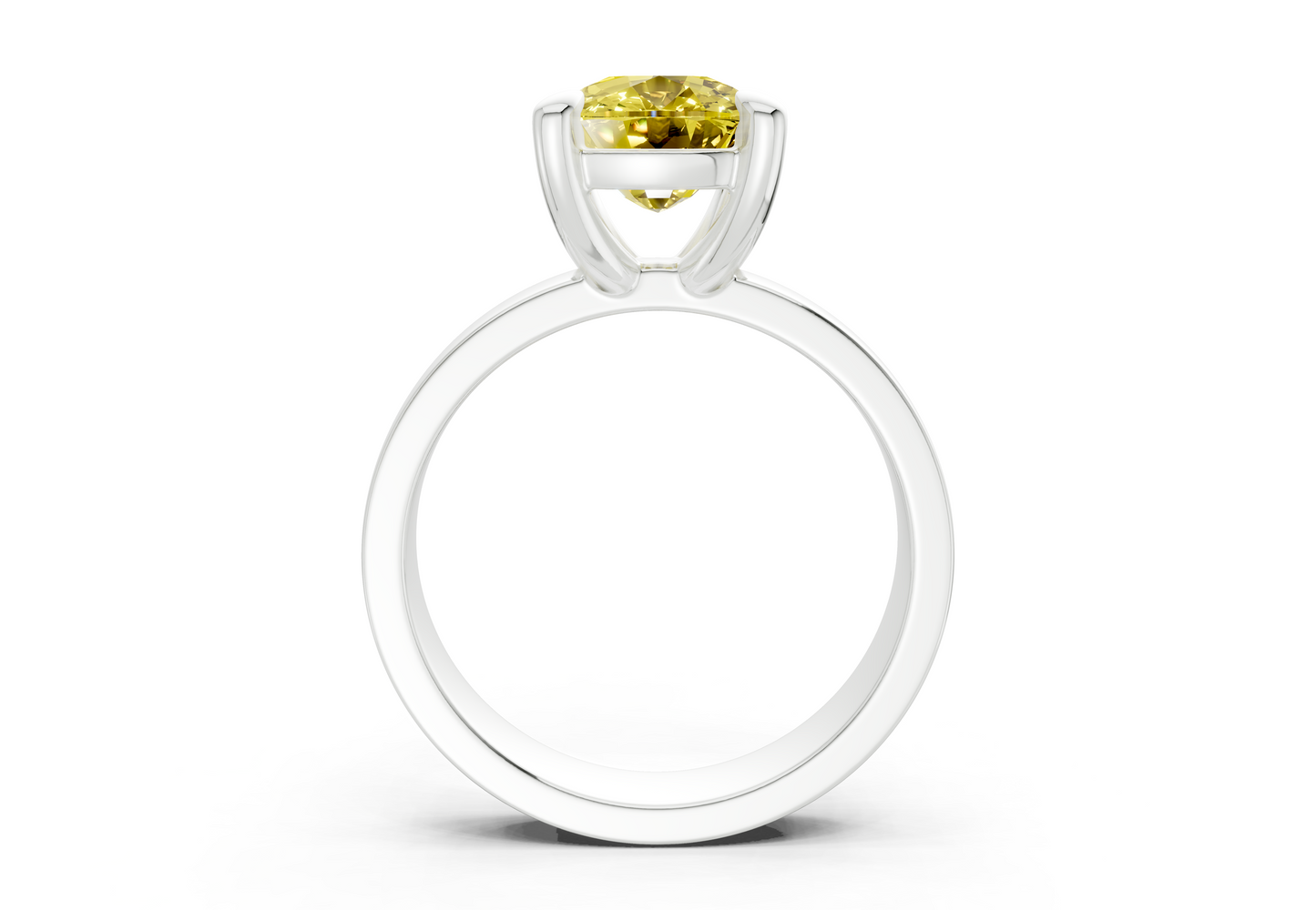 Cascade Yellow Diamond Solitaire Elongated Cushion Cut 4mm Engagement Ring