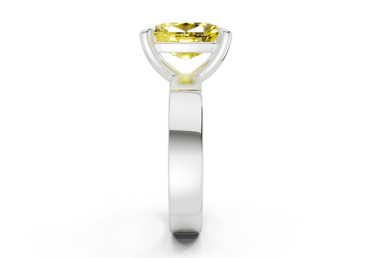 Cascade Yellow Diamond Solitaire Elongated Cushion Cut 4mm Engagement Ring