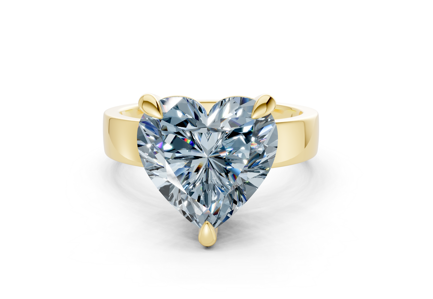 Cascade Blue Diamond Solitaire Heart Cut 4mm Engagement Ring