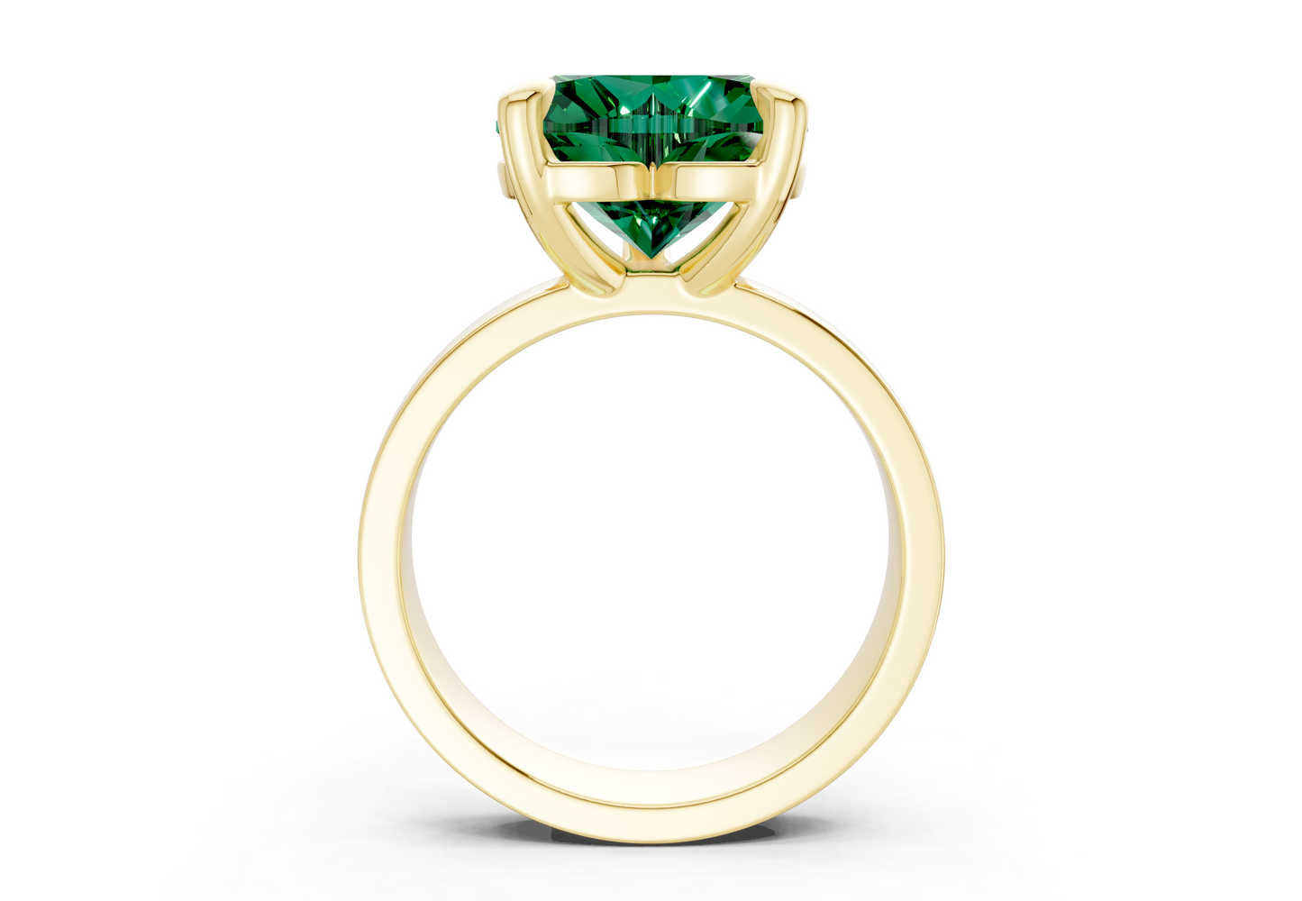 Cascade Emerald Gemstone Solitaire Heart Cut 4mm Engagement Ring