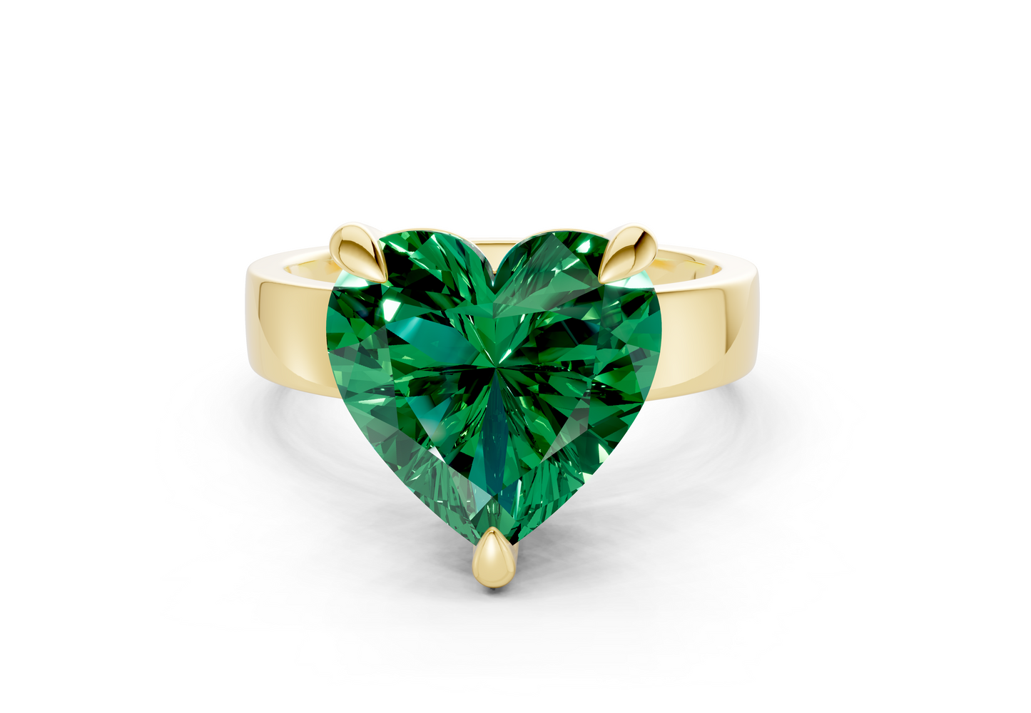 Cascade Emerald Gemstone Solitaire Heart Cut 4mm Engagement Ring