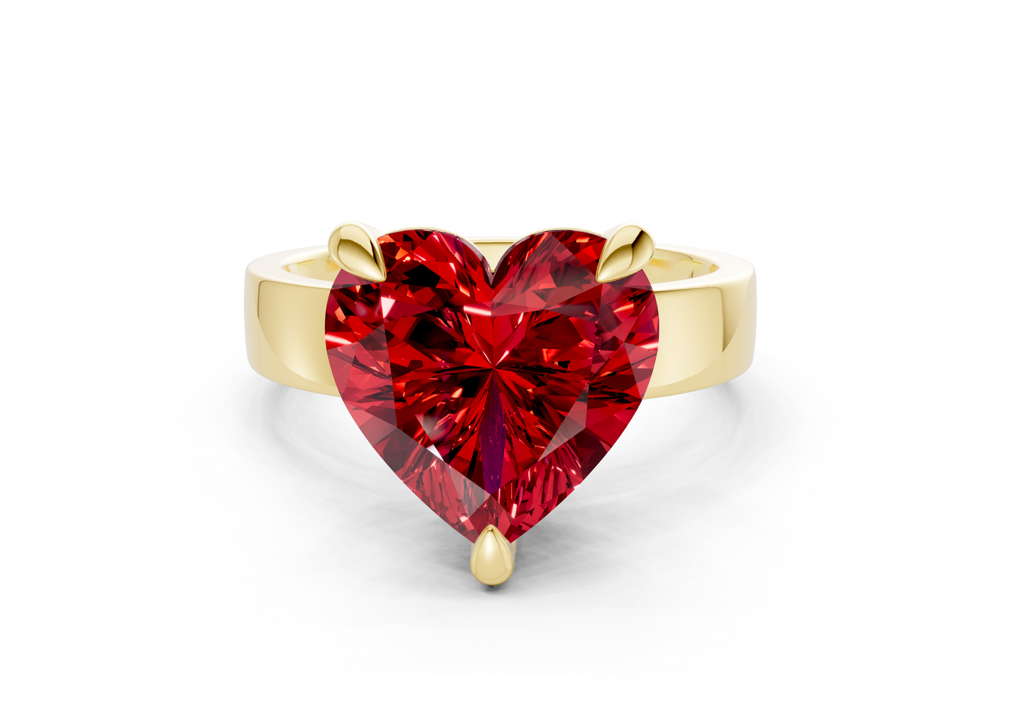 Cascade Ruby Gemstone Solitaire Heart Cut 4mm Engagement Ring