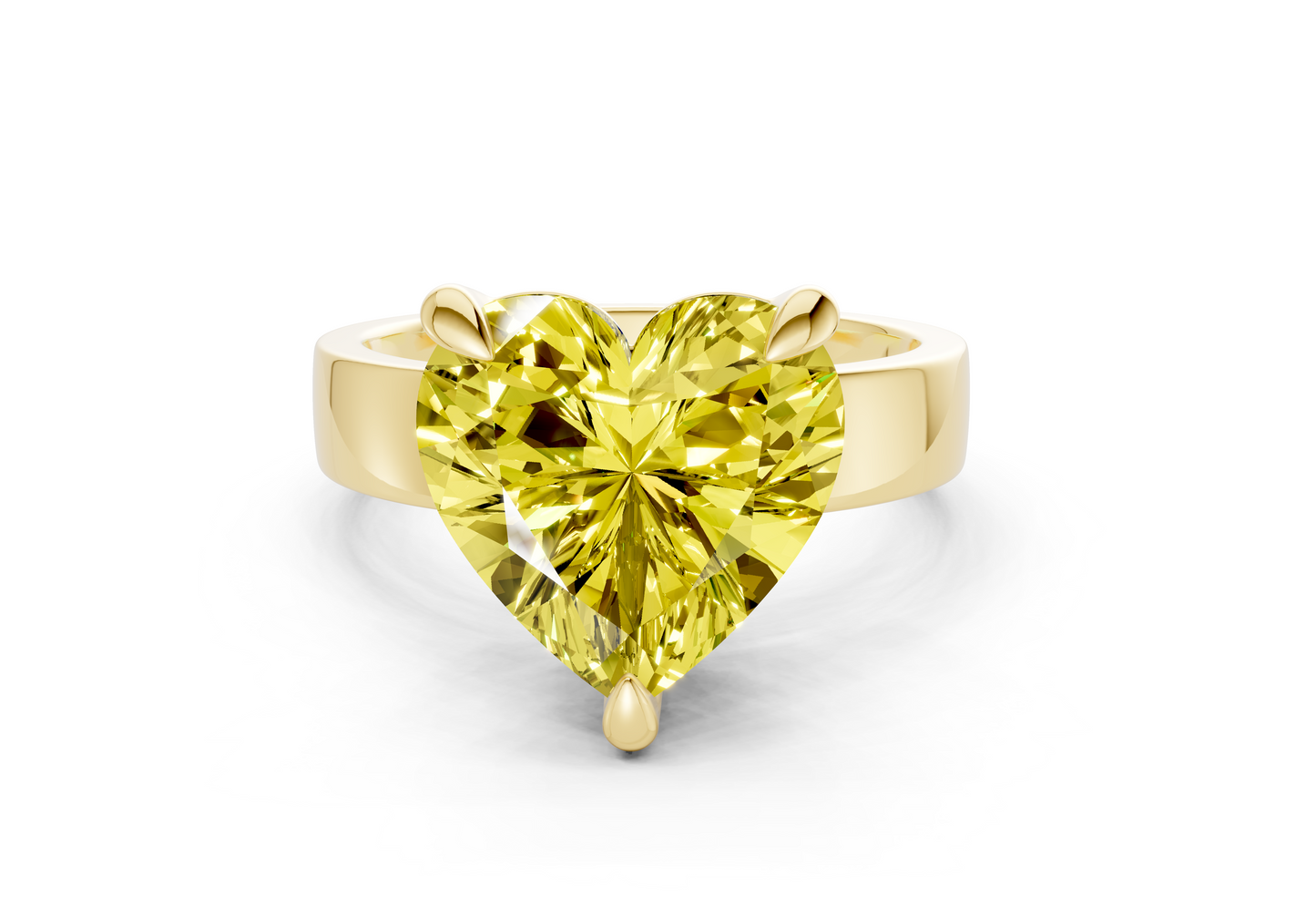 Cascade Yellow Diamond Solitaire Heart Cut 4mm Engagement Ring