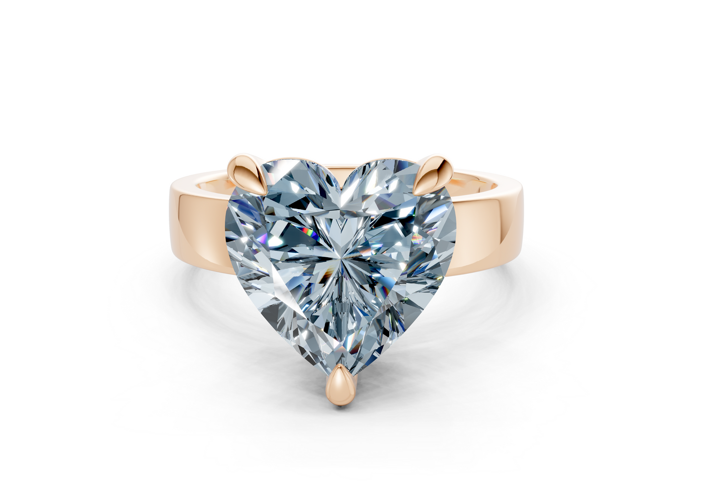 Cascade Blue Diamond Solitaire Heart Cut 4mm Engagement Ring