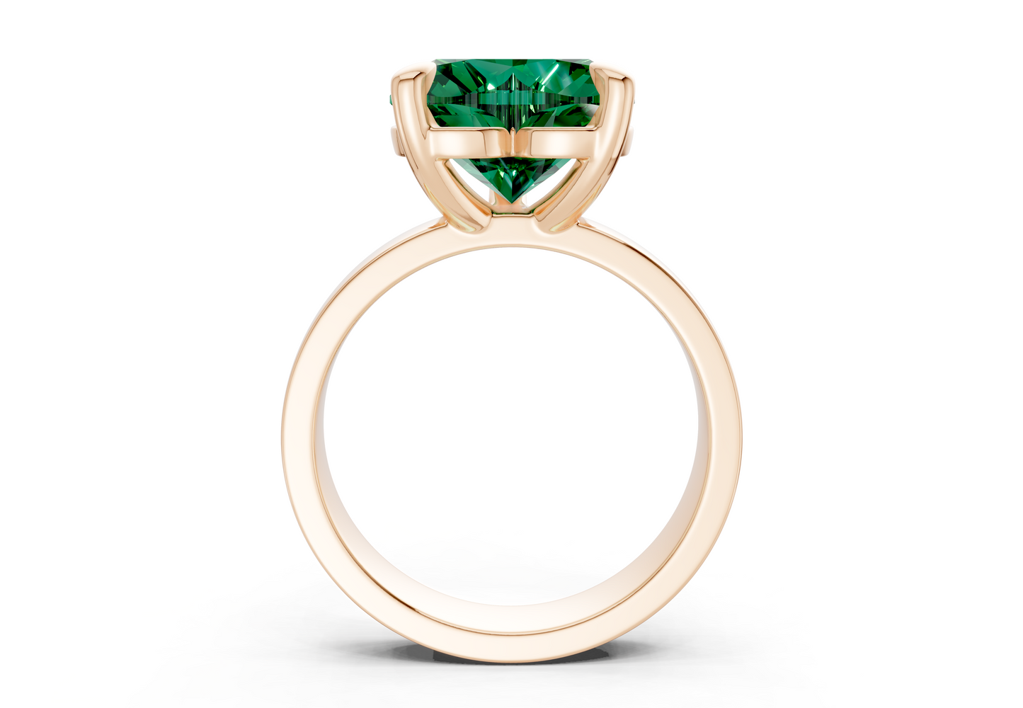 Cascade Emerald Gemstone Solitaire Heart Cut 4mm Engagement Ring