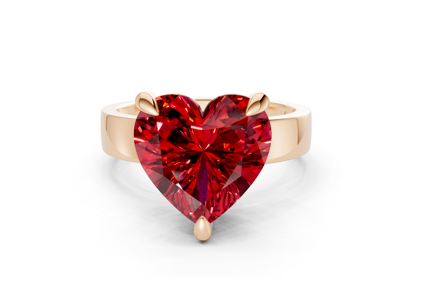 Cascade Ruby Gemstone Solitaire Heart Cut 4mm Engagement Ring