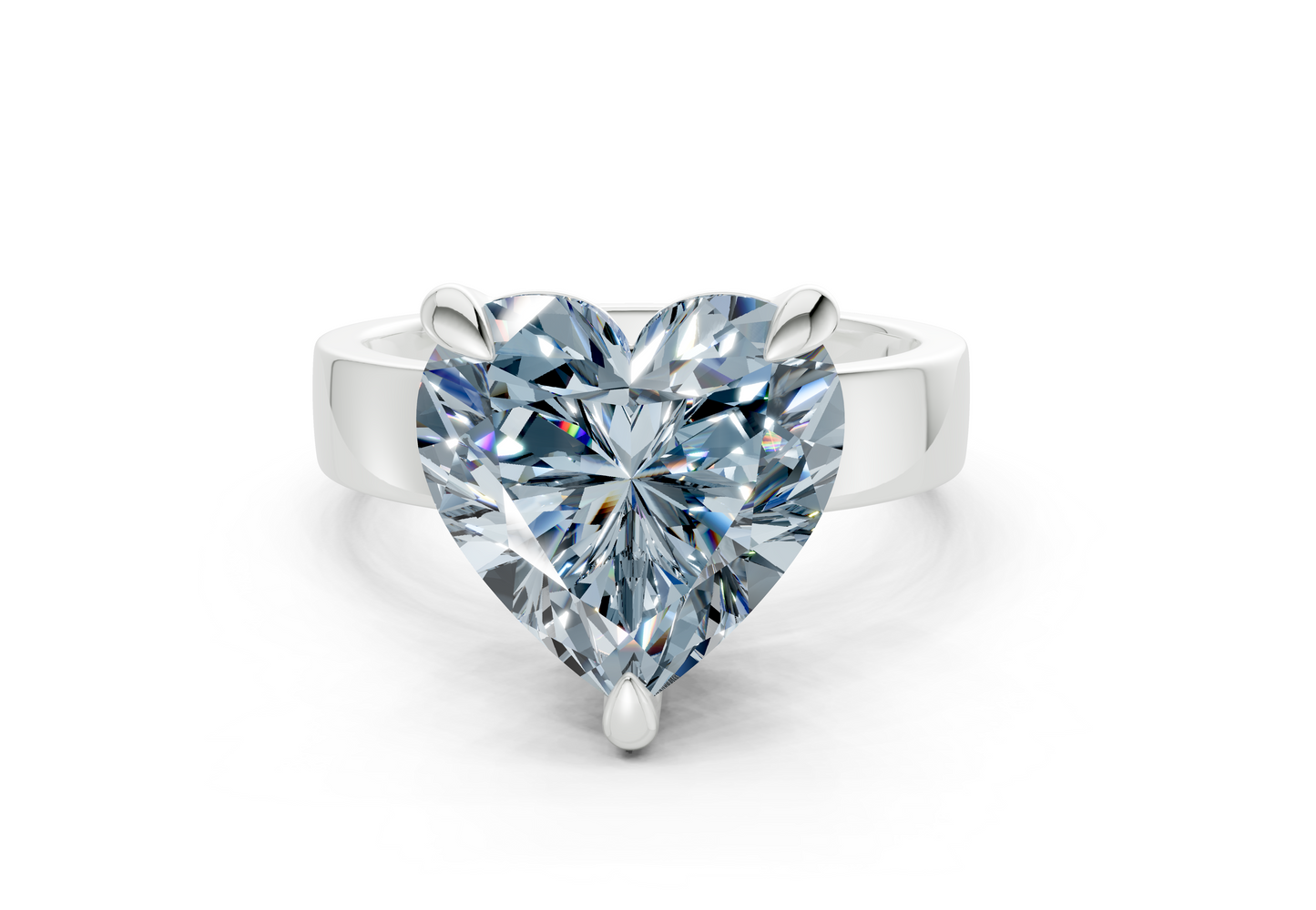 Cascade Blue Diamond Solitaire Heart Cut 4mm Engagement Ring