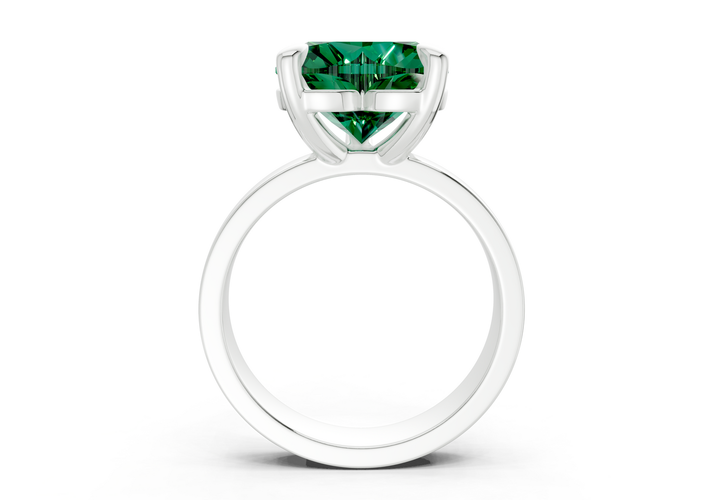 Cascade Emerald Gemstone Solitaire Heart Cut 4mm Engagement Ring