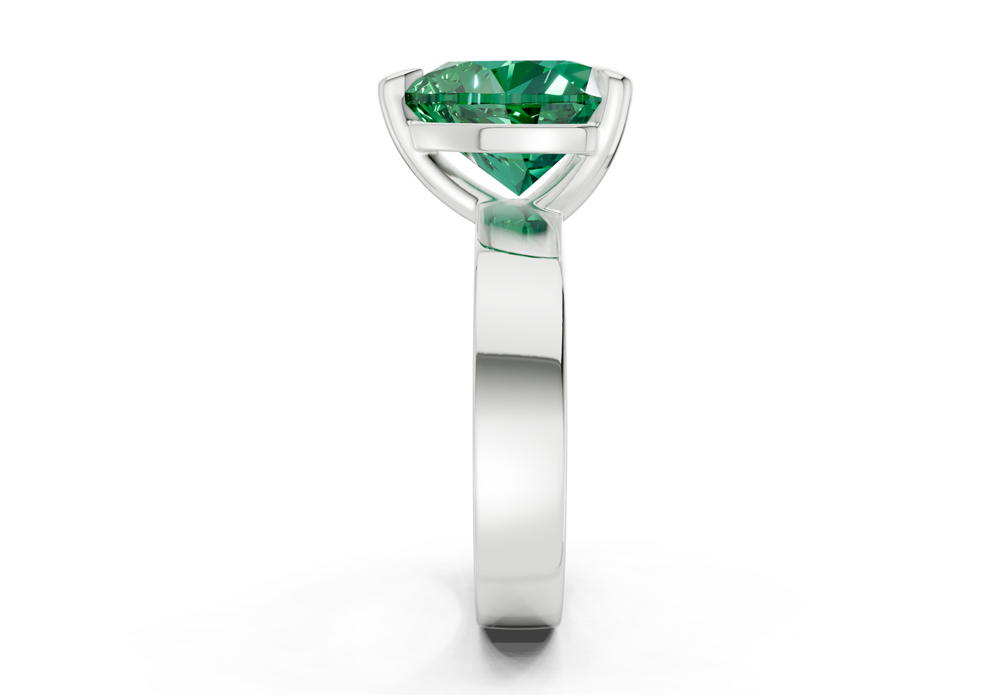 Cascade Emerald Gemstone Solitaire Heart Cut 4mm Engagement Ring