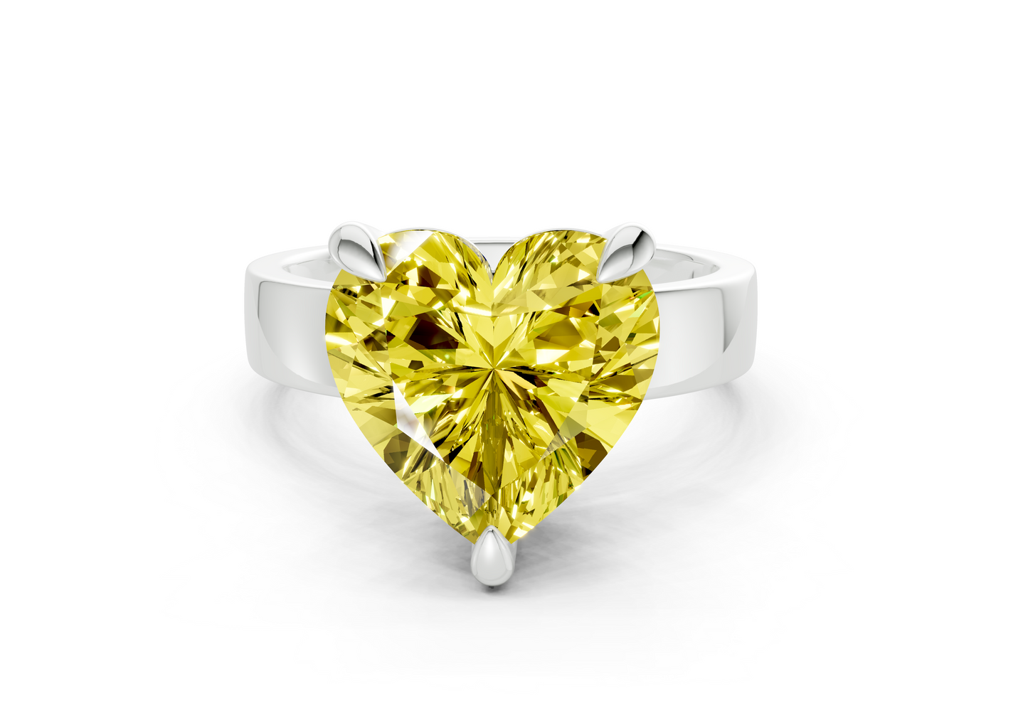 Cascade Yellow Diamond Solitaire Heart Cut 4mm Engagement Ring