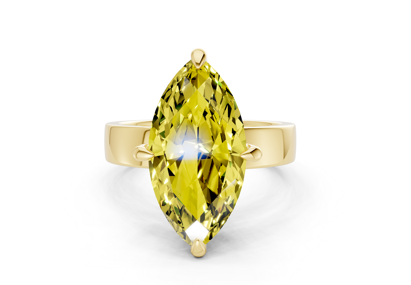 Cascade Yellow Diamond Solitaire Marquise Cut 4mm Engagement Ring